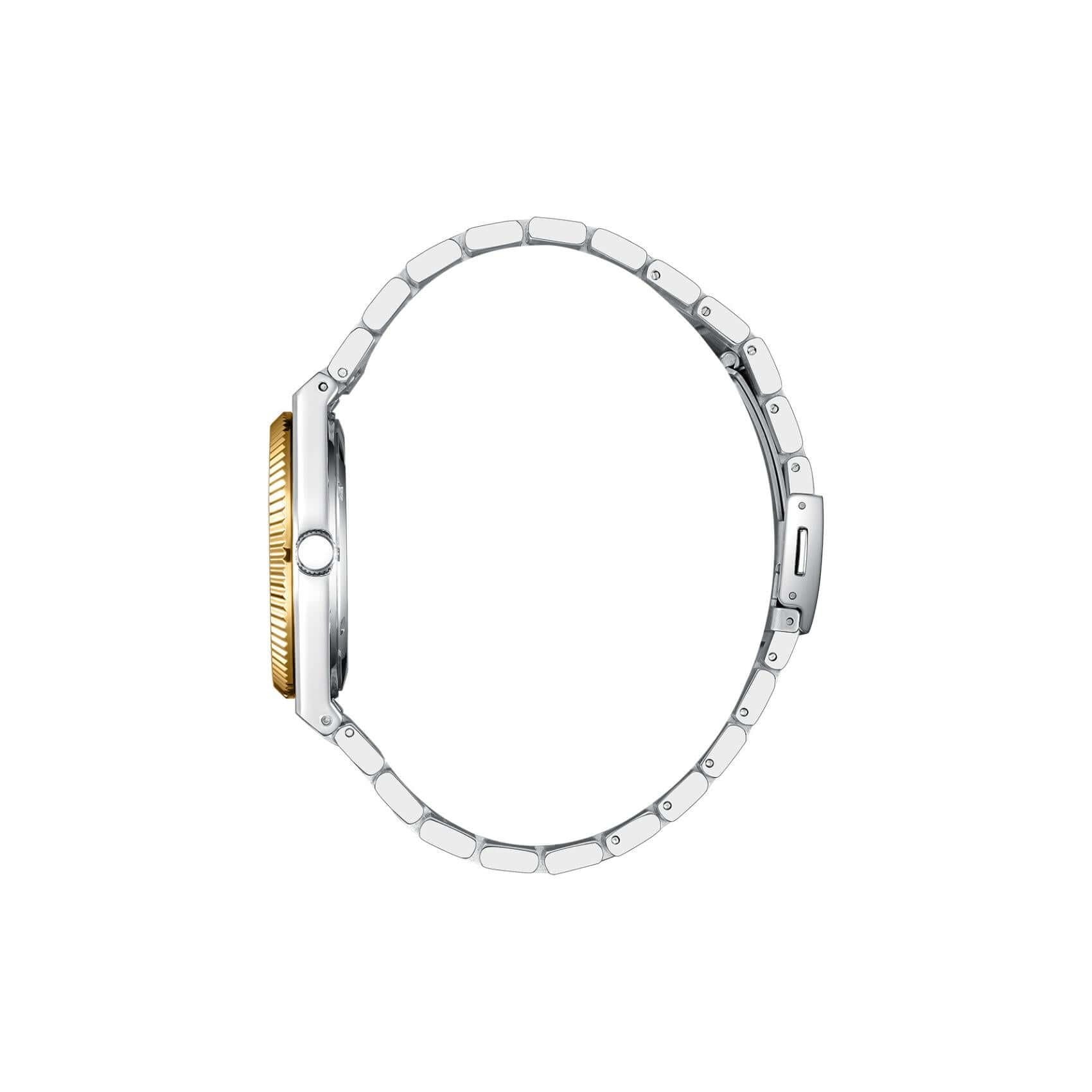 Πλάγια όψη από γυναικείο ρολόι Lee Cooper Ladies LC08375.270 με δίχρωμο μπρασελέ από ανοξείδωτο ατσάλι.