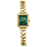 Γυναικείο ρολόι Lee Cooper Ladies LC08384.170 με χρυσό ατσάλινο μπρασελέ τύπου αλυσίδας, πράσινο καντράν και κάσα 17.5 mm σε τετράγωνο σχήμα.