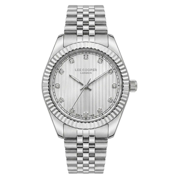 Γυναικείο ρολόι Lee Cooper Ladies LC08400.330 με ασημί μπρασελέ και ασημί καντράν 24mm διακοσμημένο με ζιργκόν.