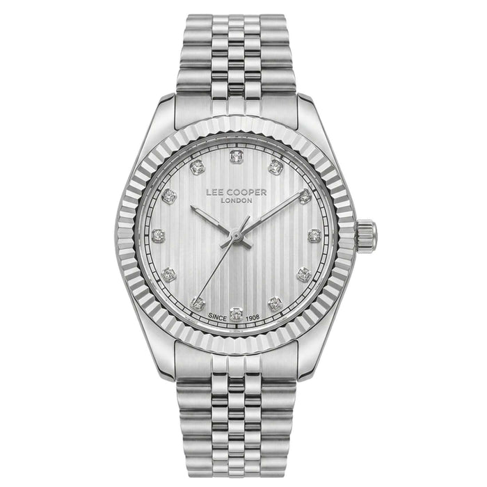Γυναικείο ρολόι Lee Cooper Ladies LC08400.330 με ασημί μπρασελέ και ασημί καντράν 24mm διακοσμημένο με ζιργκόν.