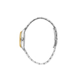 Δίχρωμο μπρασελέ του Maserati Attrazione R8853151505 σε λεπτομερή λήψη που δείχνει τον συνδυασμό ασημί και χρυσού ανοξείδωτου ατσαλιού