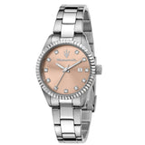 Γυναικείο ρολόι Maserati Competizione R8853100509 με ασημί μπρασελέ, ροζ καντράν με ζιργκόν και κάσα 31mm