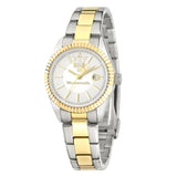 Γυναικείο ρολόι Maserati Competizione R8853100505 με ασημί-χρυσό μπρασελέ, λευκό καντράν με ζιργκόν και επίχρυσους δείκτες, κάσα 31mm