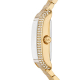 Πλάγια όψη του Michael Kors Emery MK4742 που αναδεικνύει την τετράγωνη κάσα και το χρυσό ατσάλινο μπρασελέ