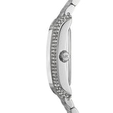 Πλάγια λήψη του γυναικείου ρολογιού Michael Kors Emery MK4829, με έμφαση στο προφίλ της κάσας 27mm