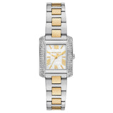 Γυναικείο ρολόι Michael Kors Emery MK4882 με δίχρωμο ατσάλινο μπρασελέ σε ασημί-χρυσό χρώμα και τετράγωνο άσπρο φίλντισι καντράν.