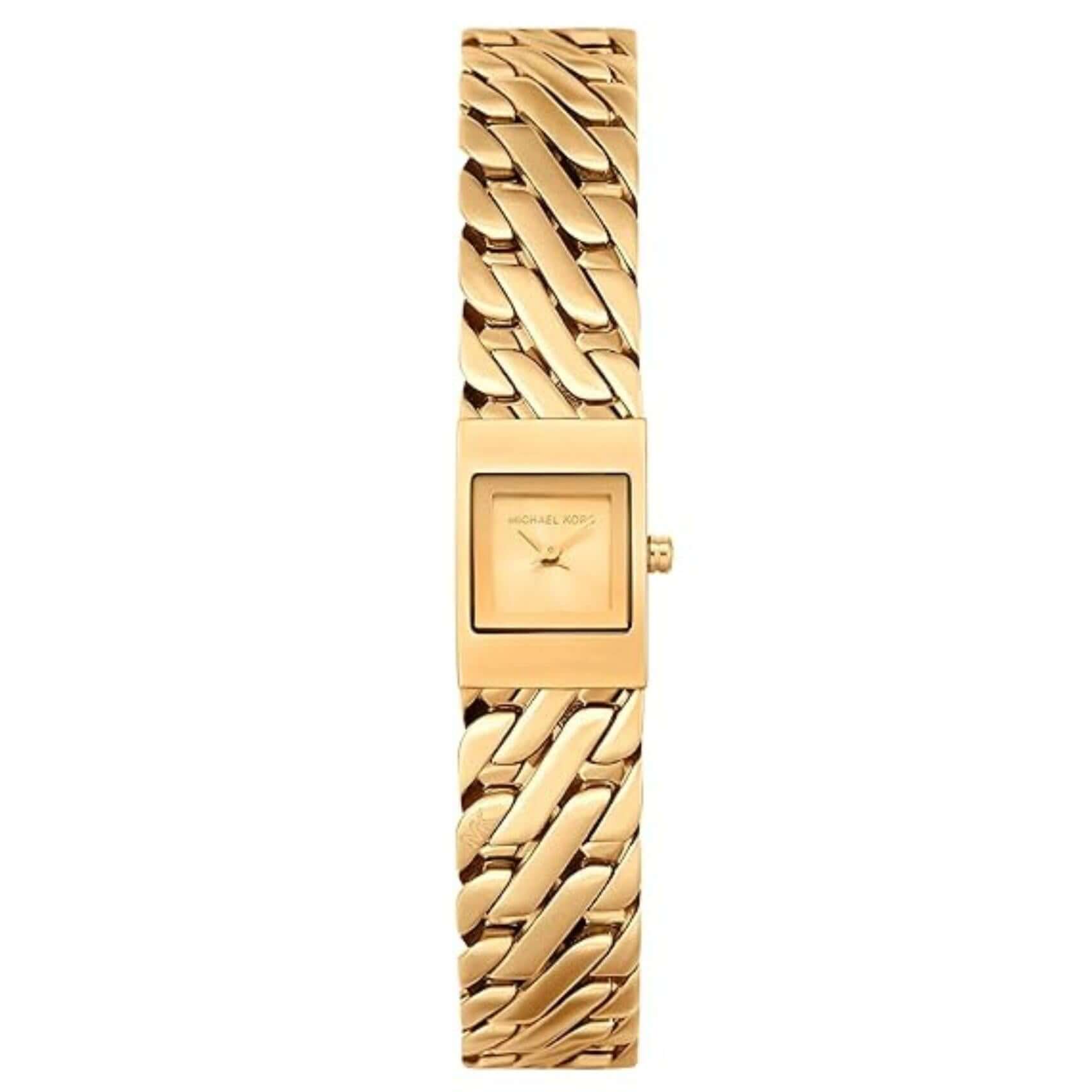 Γυναικείο ρολόι Michael Kors Emery MK4907 με χρυσό ατσάλινο μπρασελέ και χρυσό τετράγωνο καντράν 14mm 