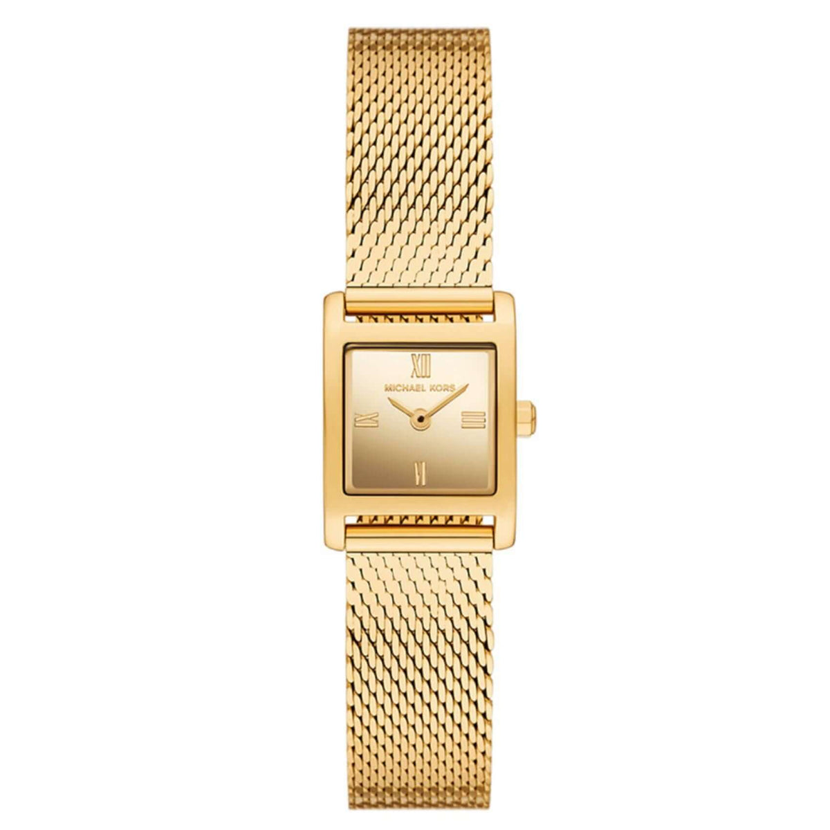 Γυναικείο ρολόι Michael Kors Georgie MK4959 με χρυσό ατσάλινο μπρασελέ, ροζ χρυσό τετράγωνο καντράν και κάσα 19mm