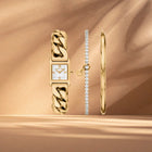Γυναικείο Ρολόι Michael Kors Georgie MK7655SET με Χρυσό Μπρασελέ & Λευκό Καντράν