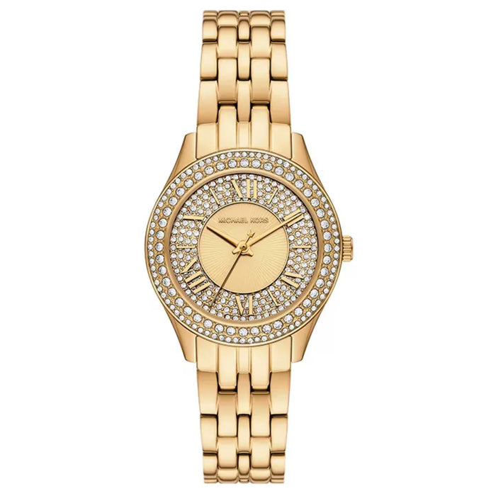 Γυναικείο ρολόι Michael Kors Harlowe MK4974 με χρυσό ατσάλινο μπρασελέ, χρυσό καντράν με ζιργκόν και κάσα 33mm 