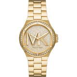 Γυναικείο ρολόι Michael Kors Lennox MK7229 με χρυσό ατσάλινο μπρασελέ, χρυσό καντράν και στρογγυλό στεφάνι 37mm με ζιργκόν.