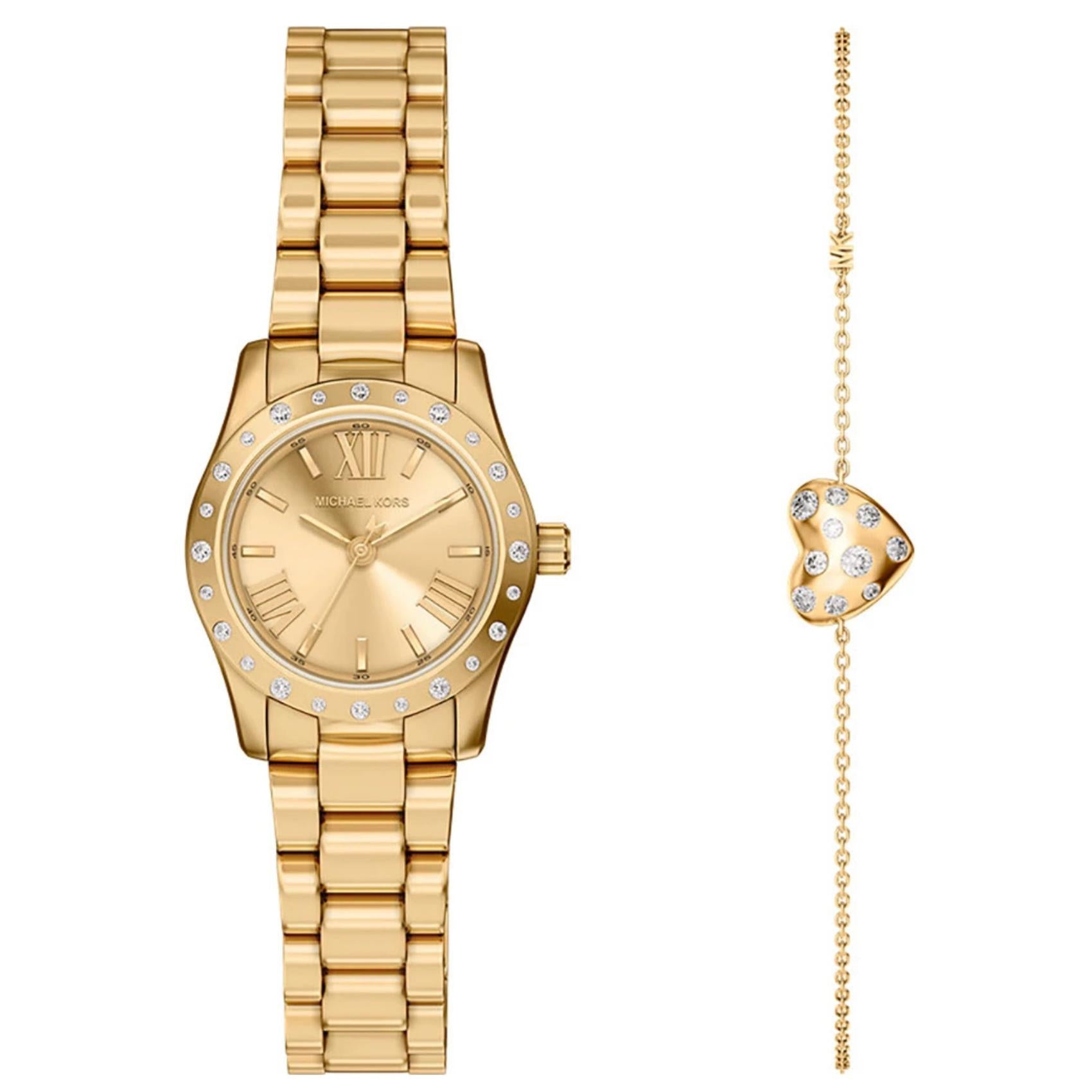 Γυναικείο σετ Michael Kors Lexington MK4992SET με χρυσό ρολόι και βραχιόλι με ζιργκόν