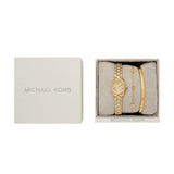 Γυναικείο ρολόι Michael Kors Petite Lexington MK4944SET με την επίσημη συσκευασία, τα δύο βραχιόλια και το πιστοποιητικό γνησιότητας της Michael Kors.