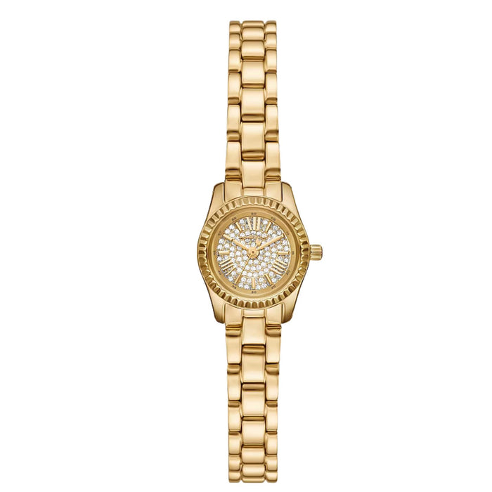Γυναικείο ρολόι Michael Kors Petite Lexington MK4944SET με χρυσό μπρασελέ, λευκό καντράν 19mm και λαμπερά ζιργκόν.
