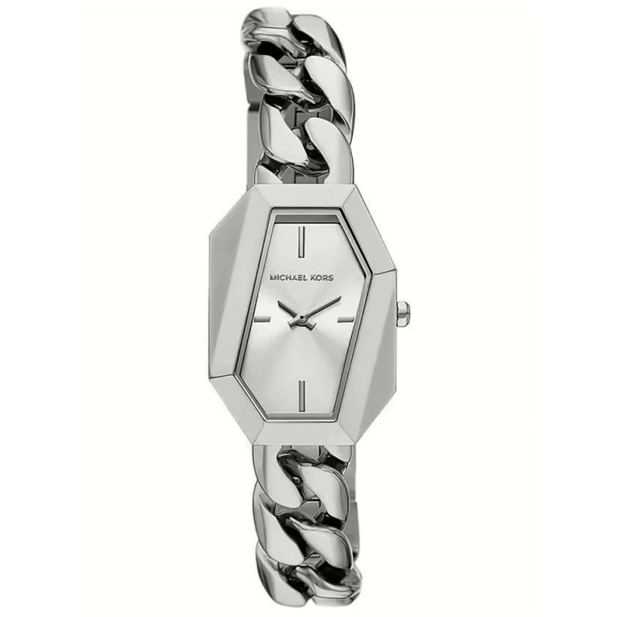 Γυναικείο ρολόι Michael Kors Suri MK4879 με ασημί ατσάλινο μπρασελέ και ασημί καντράν σε τετράγωνο σχήμα 24 mm.
