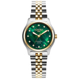 Γυναικείο ρολόι Roamer Cassandra Diamond 626847-47-59-20 με δίχρωμο ατσάλινο μπρασελέ, πράσινο φίλντισι καντράν και κάσα 31 mm.