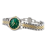 Καντράν από γυναικείο ρολόι Roamer Cassandra Diamond 626847-47-59-20 σε πράσινο φίλντισι με κάσα 31 mm.