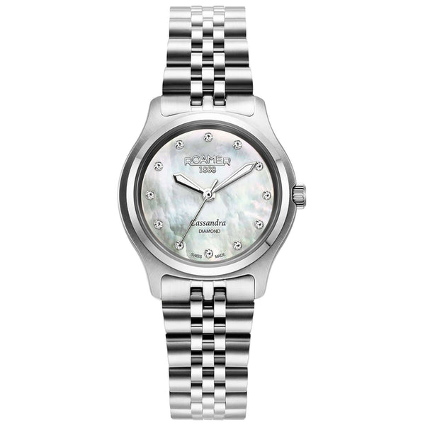 Γυναικείο ρολόι Roamer Cassandra Diamond 626847-48-89-20 με ασημί ατσάλινο μπρασελέ, λευκό φίλντισι καντράν και κάσα 31 mm.