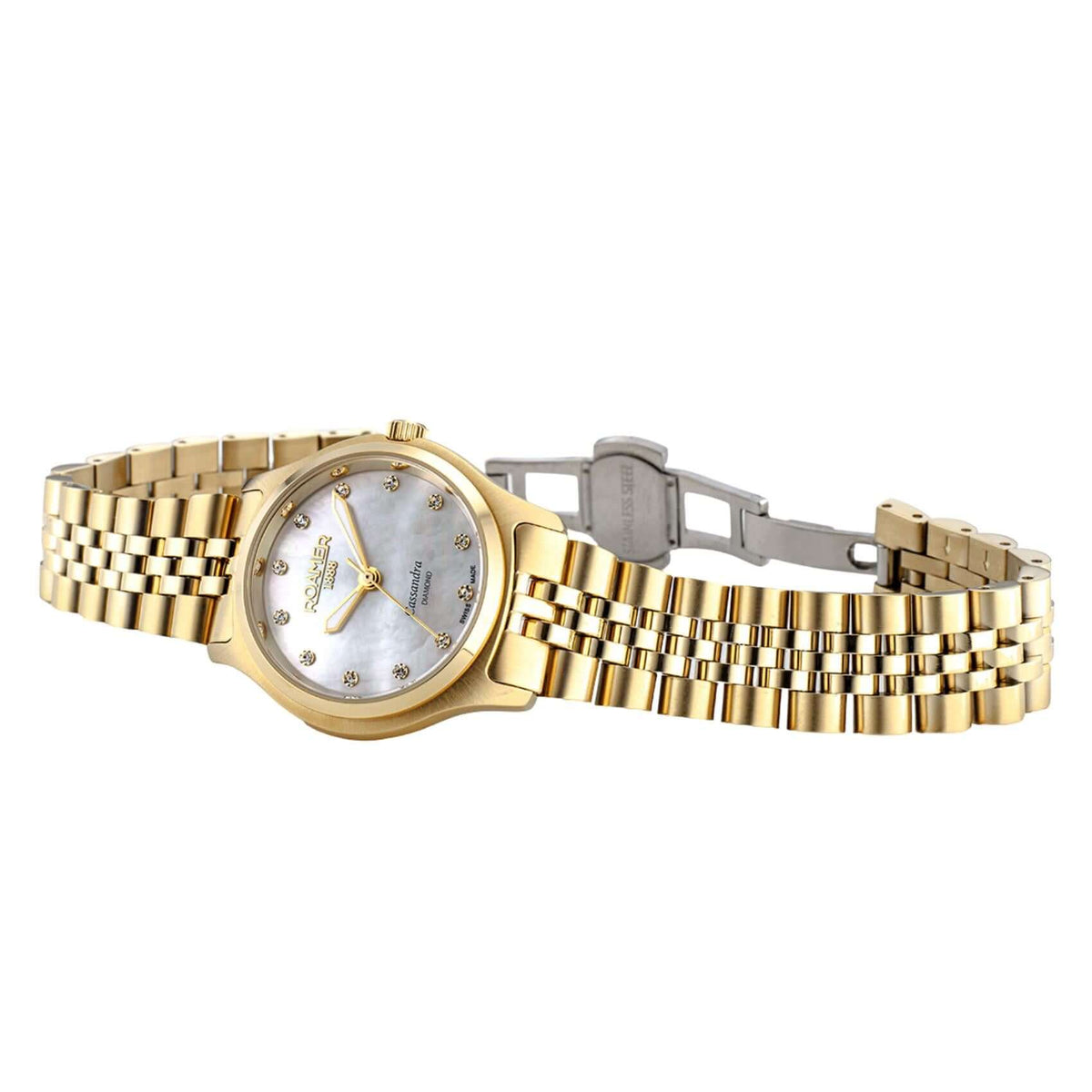 Καντράν από γυναικείο ρολόι Roamer Cassandra Diamond 626847-48-89-20 σε λευκό φίλντισι με κάσα 31 mm.