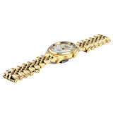 Πλάγια όψη από γυναικείο ρολόι Roamer Cassandra Diamond 626847-48-89-20 με χρυσό μπρασελέ από ανοξείδωτο ατσάλι.
