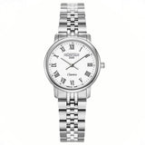 Γυναικείο ρολόι Roamer Classico Ladies 971857-41-25-50 με ασημί ατσάλινο μπρασελέ, λευκό καντράν και κάσα 30 mm.
