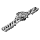 Πλάγια όψη από γυναικείο ρολόι Roamer Classico Ladies 971857-41-25-50 με ασημί μπρασελέ από ανοξείδωτο ατσάλι.