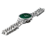 Πλάγια όψη από γυναικείο ρολόι Roamer Classico Ladies 971857-41-75-50 με ασημί μπρασελέ από ανοξείδωτο ατσάλι.