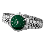Καντράν στο γυναικείο ρολόι Roamer Classico Ladies 971857-41-75-50 σε πράσινο χρώμα με κάσα 30 mm.