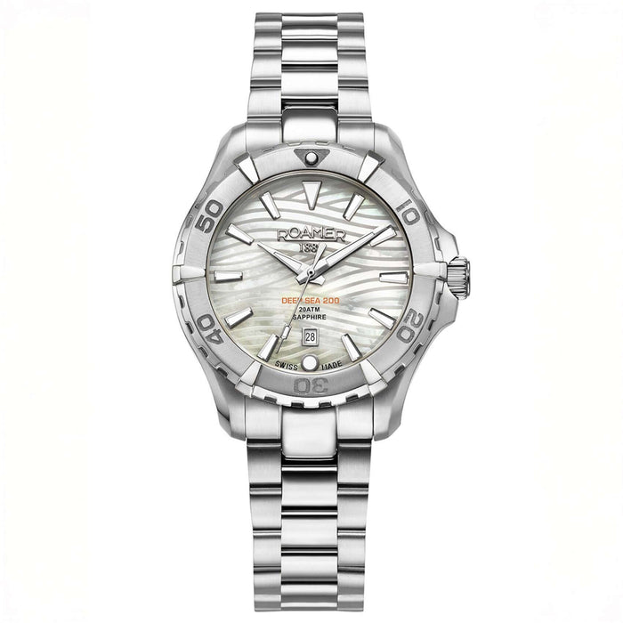 Γυναικείο καταδυτικό ρολόι Roamer Deep Sea 200 Ladies 860844-41-20-20 με ασημί ατσάλινο μπρασελέ και ασημί καντράν διαμέτρου 34mm.