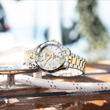 Γυναικείο καταδυτικό ρολόι Roamer Deep Sea 200 Ladies 860844-47-20-20 με δίχρωμο ατσάλινο ασημί-χρυσό μπρασελέ και άσπρο φίλντισι καντράν 34mm