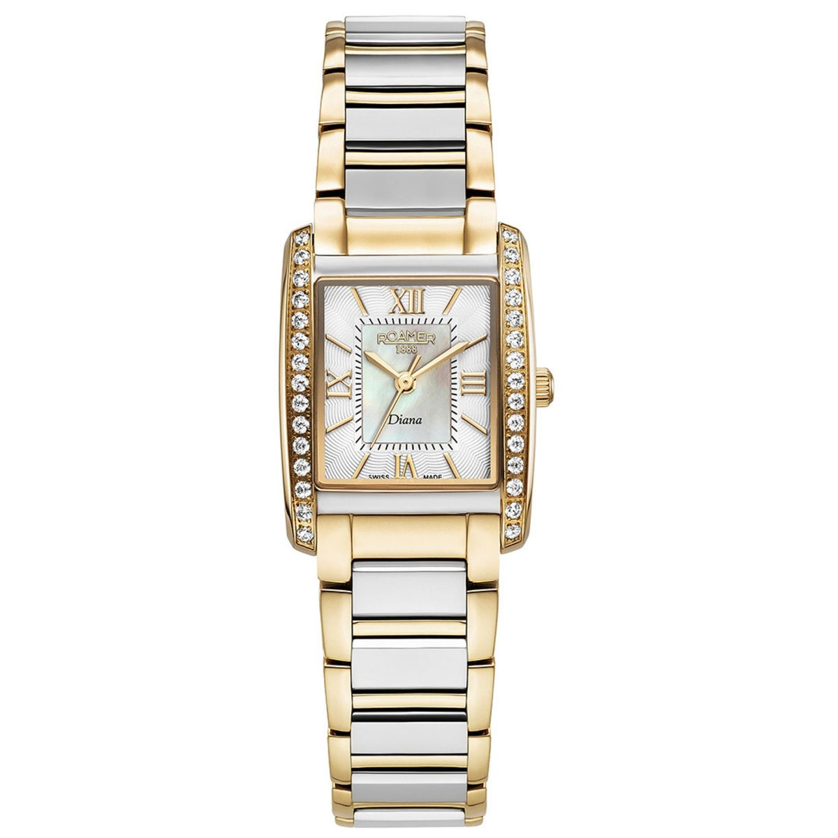 Γυναικείο ρολόι Roamer Diana 869847-47-20-20 με ασημί-χρυσό μπρασελέ και λευκό φίλντισι καντράν