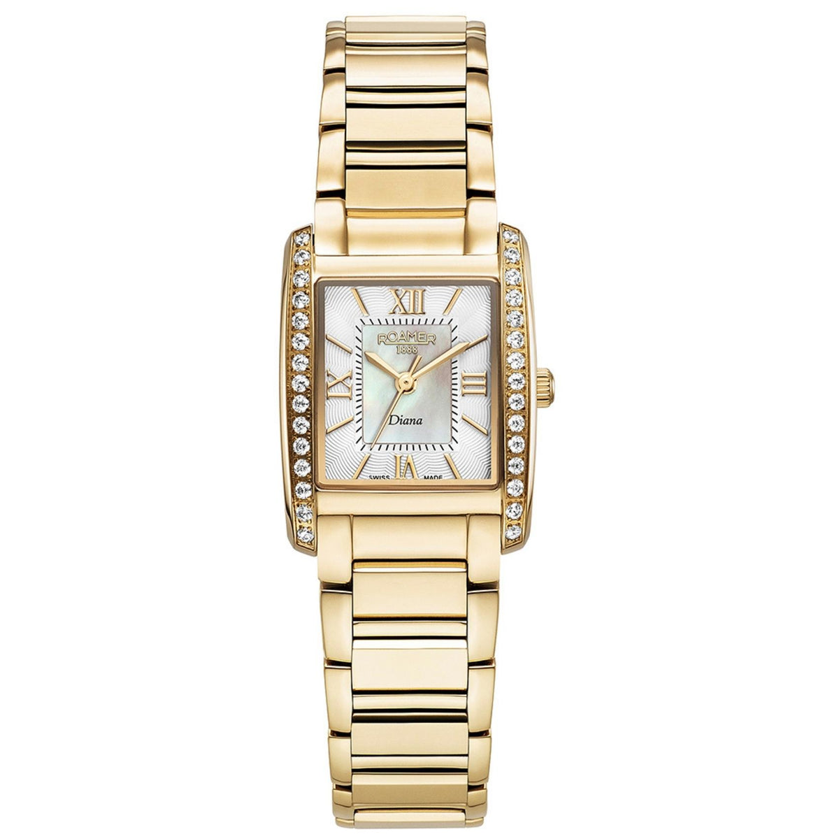 Γυναικείο ρολόι Roamer Diana 869847-48-20-20 με χρυσό μπρασελέ και λευκό φίλντισι καντράν
