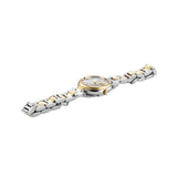 Πλάγια όψη από γυναικείο ρολόι Roamer Dreamline Diamonds 967847-47-20-50 με δίχρωμο μπρασελέ από ανοξείδωτο ατσάλι.