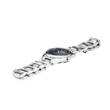 Πλάγια όψη από γυναικείο ρολόι Roamer Eleganza 974847-41-80-20 με ασημί μπρασελέ από ανοξείδωτο ατσάλι.
