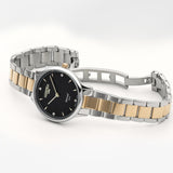 Γυναικείο ρολόι Roamer Eternal 863857-47-55-50 με δίχρωμο ασημί-χρυσό ατσάλινο μπρασελέ και μαύρο καντράν διαμέτρου 30mm με διαμάντια.