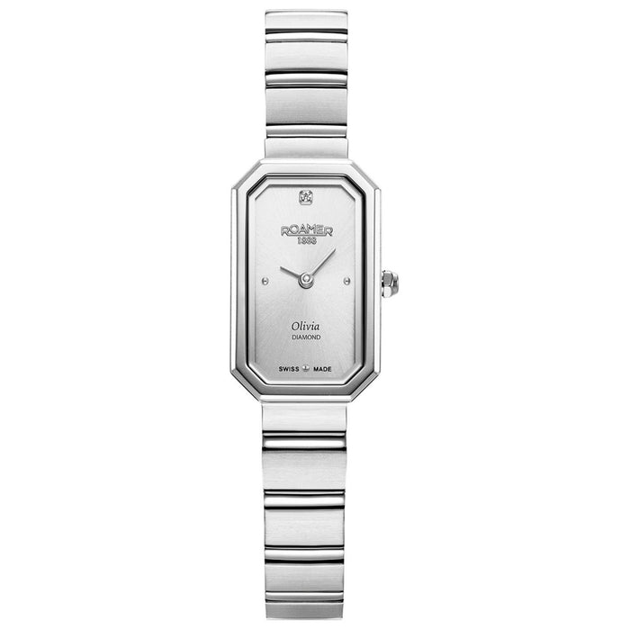 Γυναικείο ρολόι Roamer Olivia Diamond 627845-41-19-20 με ασημί ατσάλινο μπρασελέ, ασημί καντράν και κάσα 18 mm.