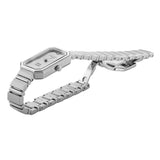 Πλάγια όψη από γυναικείο ρολόι Roamer Olivia Diamond 627845-41-19-20 με ασημί μπρασελέ από ανοξείδωτο ατσάλι.