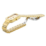 Πλάγια όψη από γυναικείο ρολόι Roamer Olivia Diamond 627845-48-39-20 με χρυσό μπρασελέ από ανοξείδωτο ατσάλι.