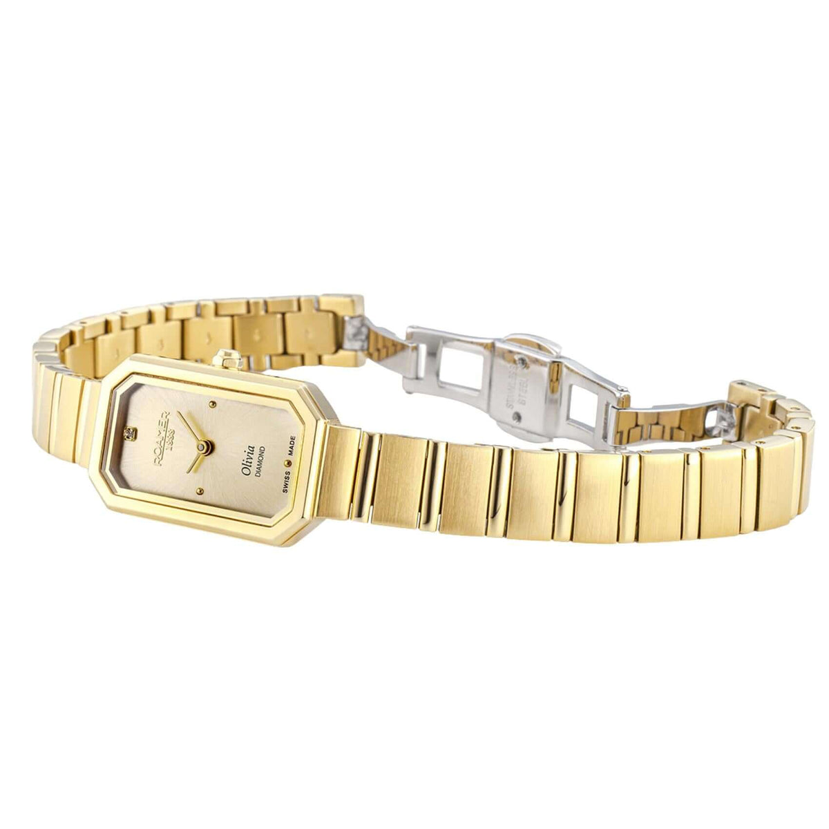 Καντράν από γυναικείο ρολόι Roamer Olivia Diamond 627845-48-39-20 σε χρυσό χρώμα με διαμάντι και κάσα 18 mm.