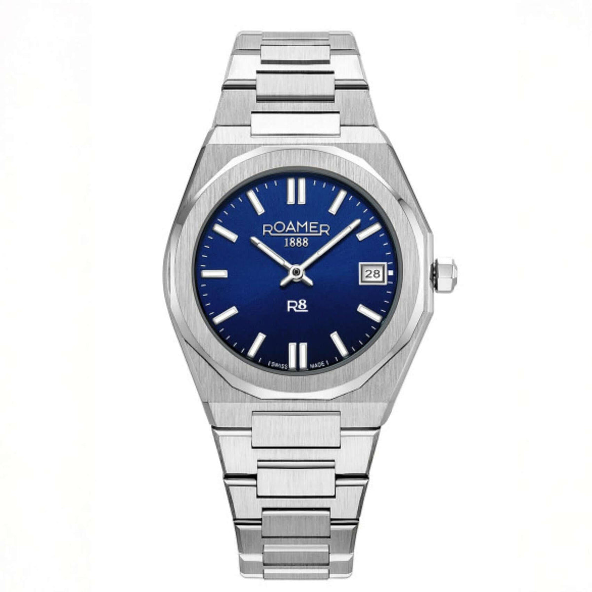 Γυναικείο ρολόι Roamer R8 Ladies 972857-41-45-20 με ασημί ατσάλινο μπρασελέ και μπλε καντράν διαμέτρου 32mm.