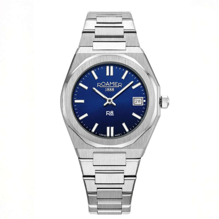 Γυναικείο ρολόι Roamer R8 Ladies 972857-41-45-20 με ασημί ατσάλινο μπρασελέ και μπλε καντράν διαμέτρου 32mm.