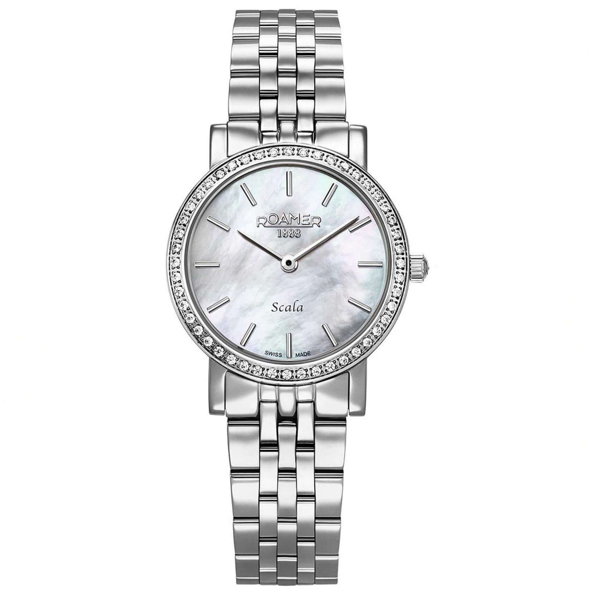 Γυναικείο ρολόι Roamer Scala 976830-41-20-50 με ασημί μπρασελέ και άσπρο φίλντισι καντράν 28mm. 