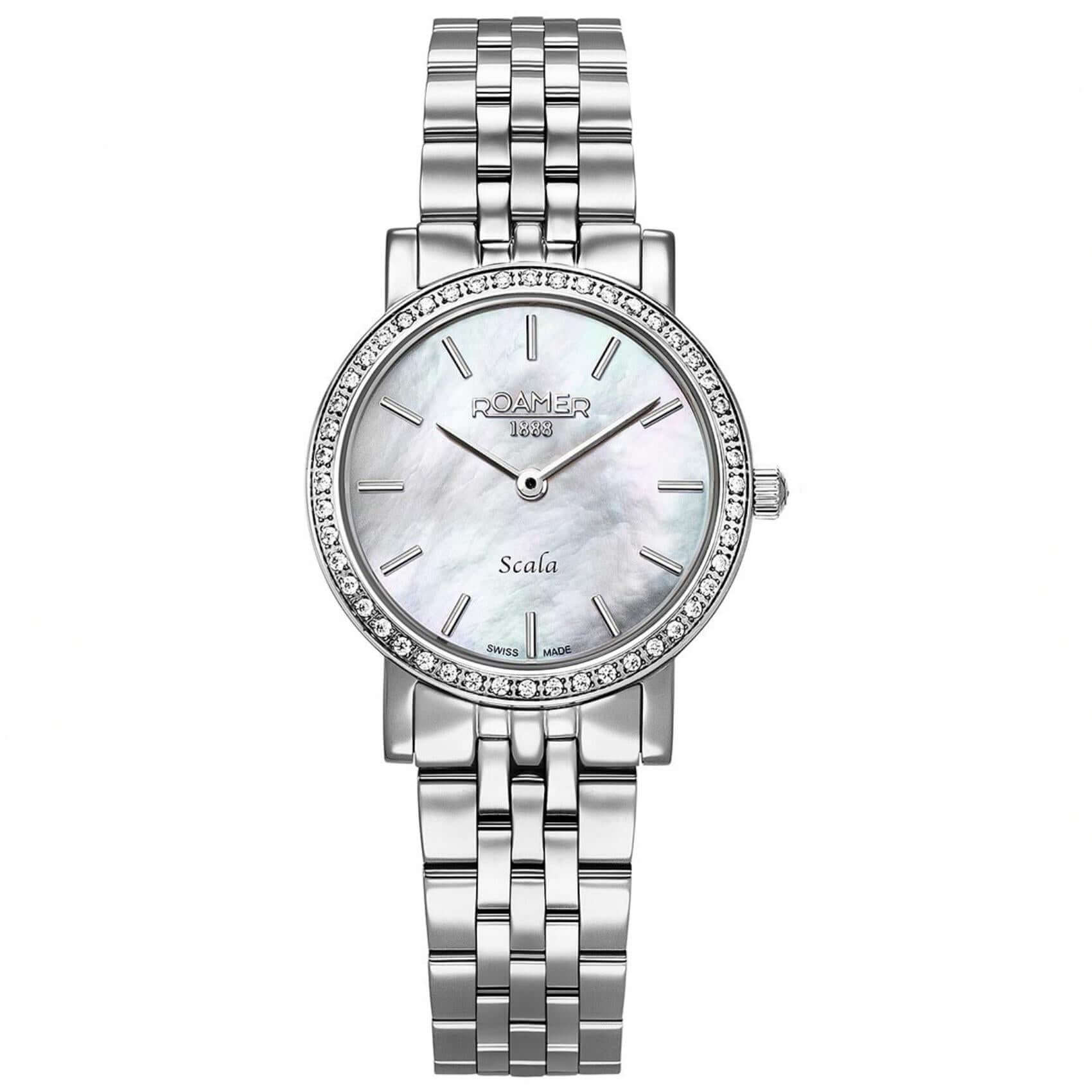 Γυναικείο ρολόι Roamer Scala 976830-41-20-50 με ασημί μπρασελέ και άσπρο φίλντισι καντράν 28mm. 