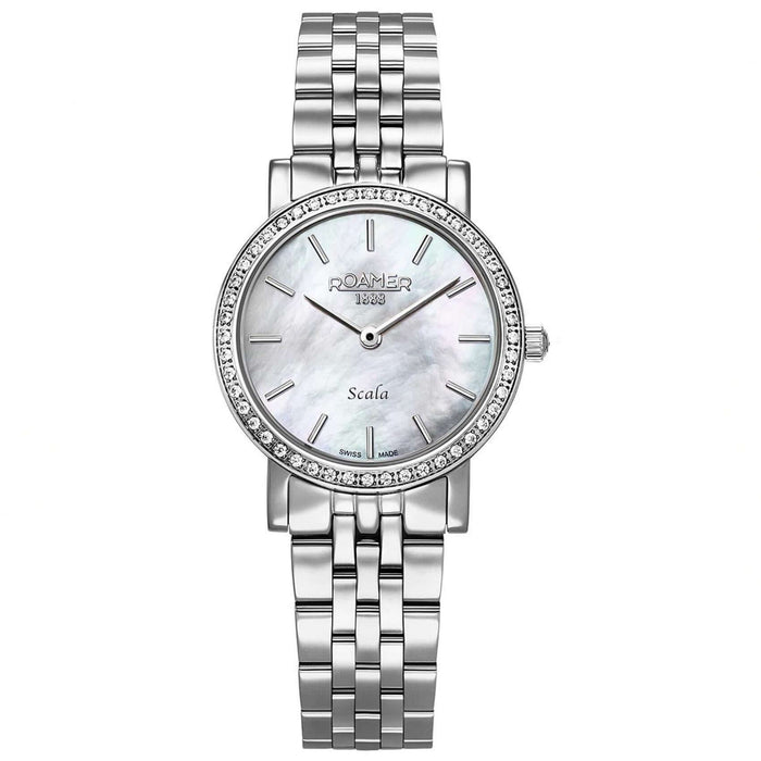 Γυναικείο ρολόι Roamer Scala 976830-41-20-50 με ασημί μπρασελέ και άσπρο φίλντισι καντράν 28mm. 