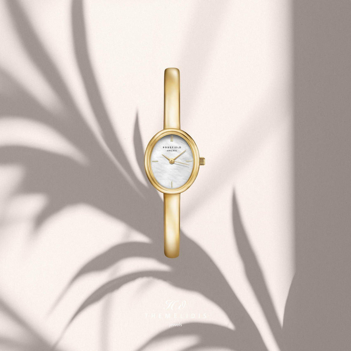 Γυναικείο ρολόι Rosefield Bangle M STWGSG-ST05 με χρυσό μπρασελέ, λευκό φίλντισι καντράν 