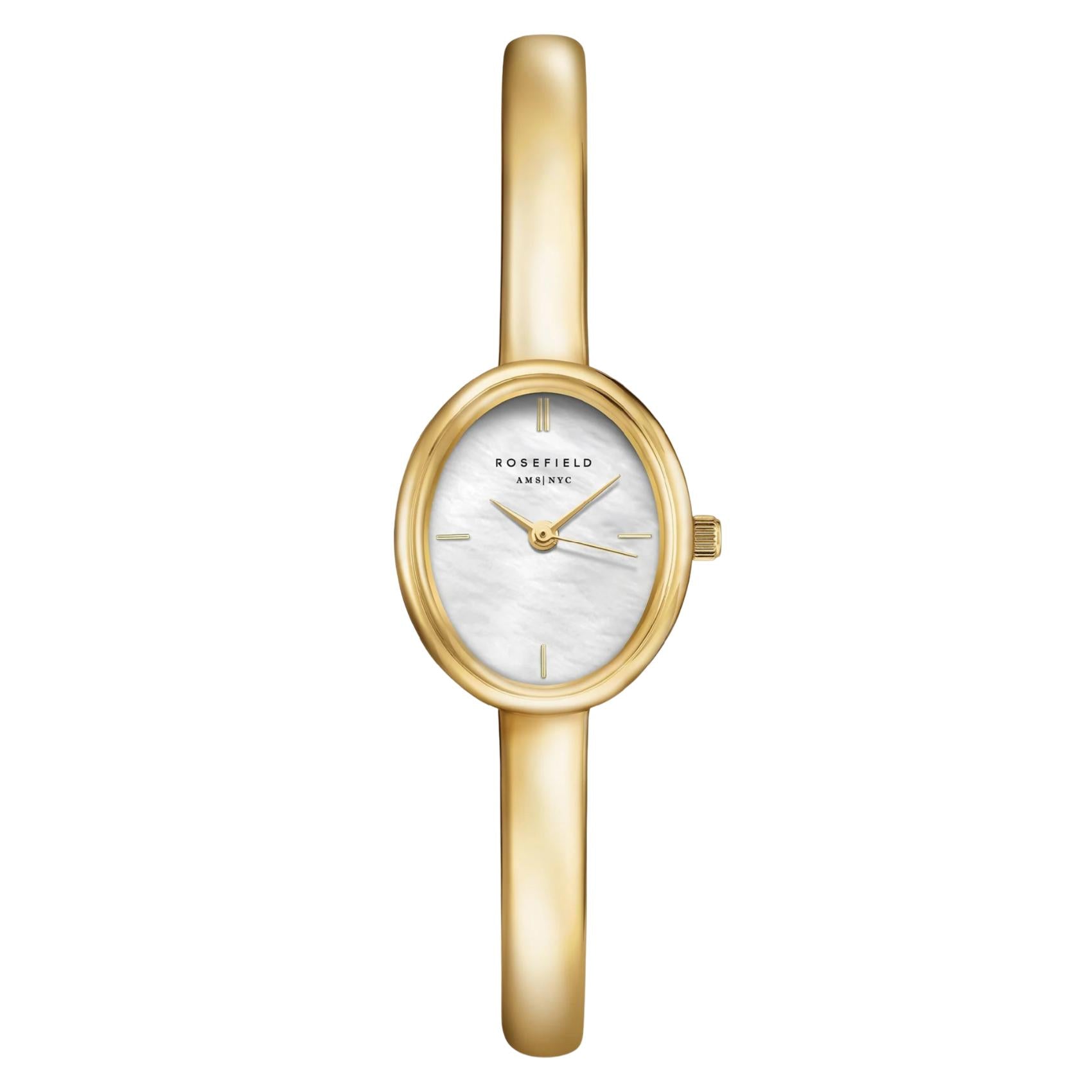 Γυναικείο ρολόι Rosefield Bangle M STWGSG-ST05 με χρυσό μπρασελέ και λευκό φίλντισι καντράν