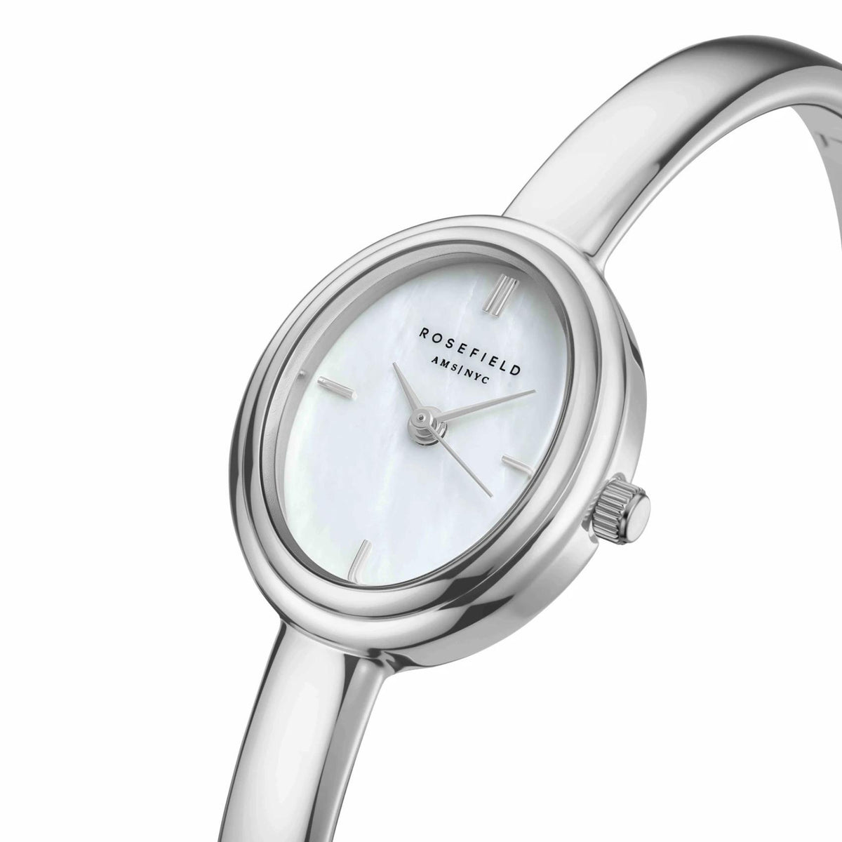 Λευκό φίλντισι καντράν ρολογιού Rosefield Bangle S STWSSS-ST07 σε οβάλ σχήμα 19.5 x 23.5 mm