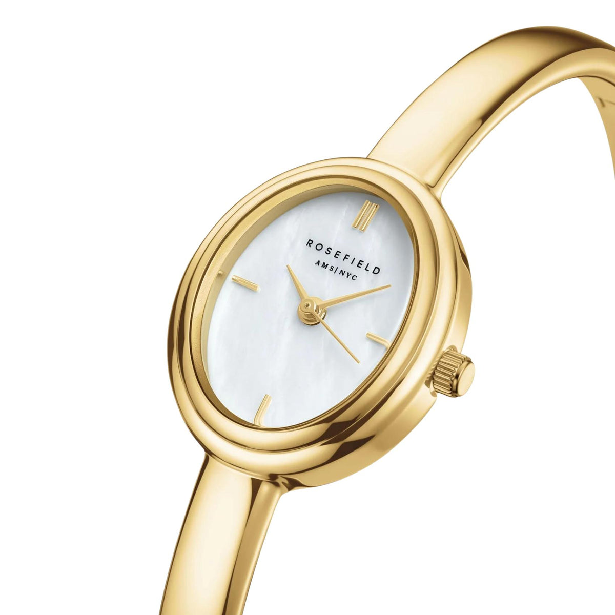 Οβάλ καντράν ρολογιού Rosefield Bangle XS STWGSG-ST06 διαμέτρου 19.5mm με λευκό φίλντισι