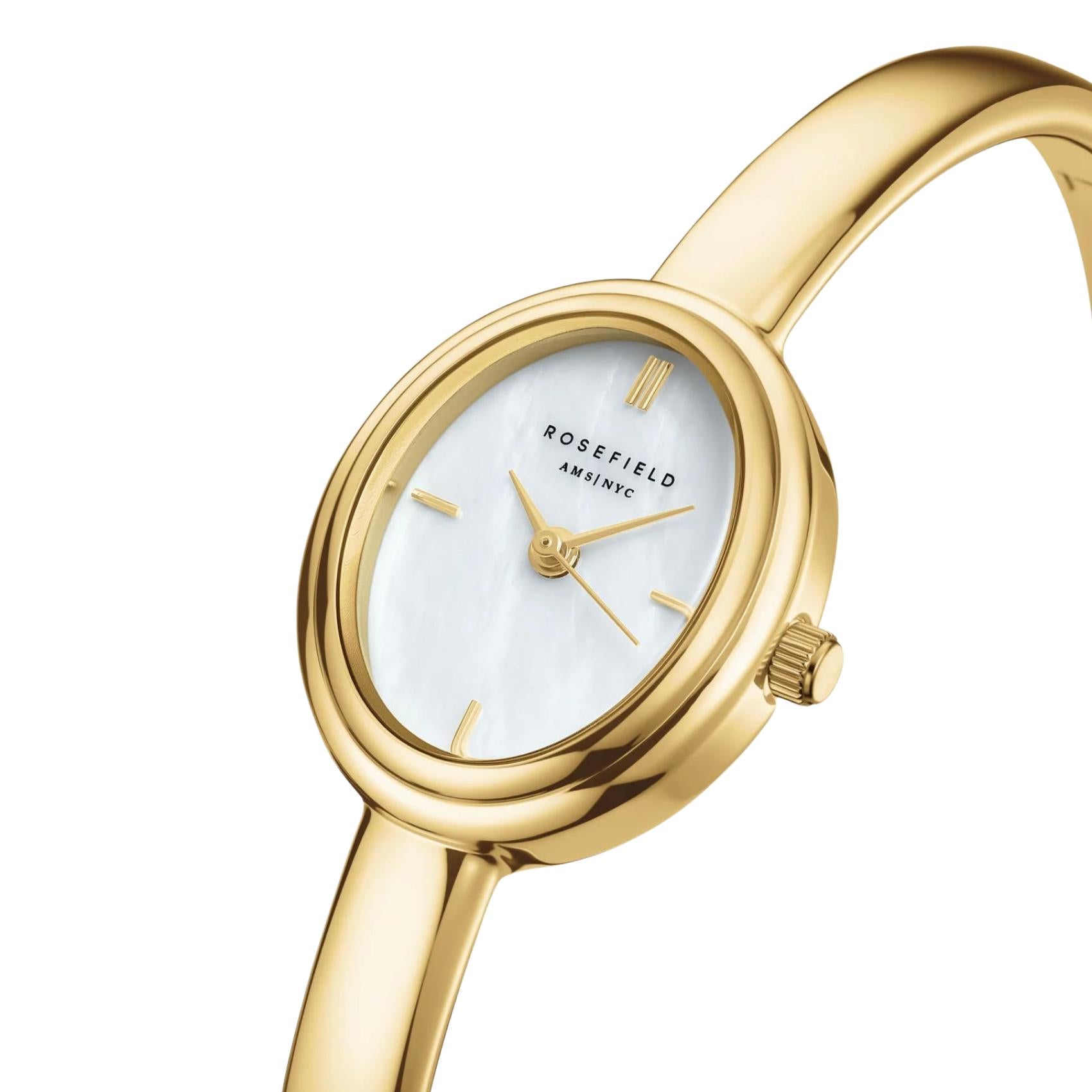Οβάλ καντράν ρολογιού Rosefield Bangle XS STWGSG-ST06 διαμέτρου 19.5mm με λευκό φίλντισι