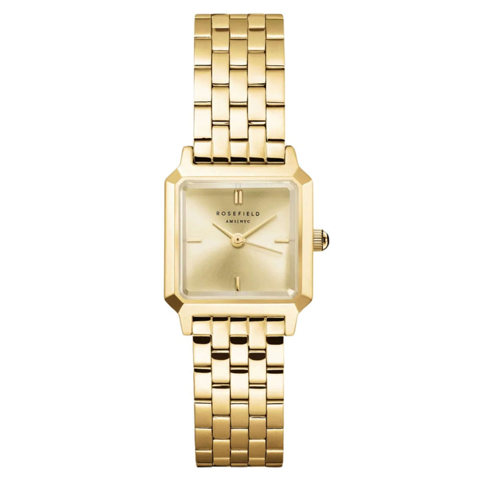 Γυναικείο ρολόι Rosefield Boxelle BCGSG-B04 με χρύσο ατσάλινο μπρασελέ και τετράγωνο χρυσό καντράν μεγέθους 19.5X19.5mm.